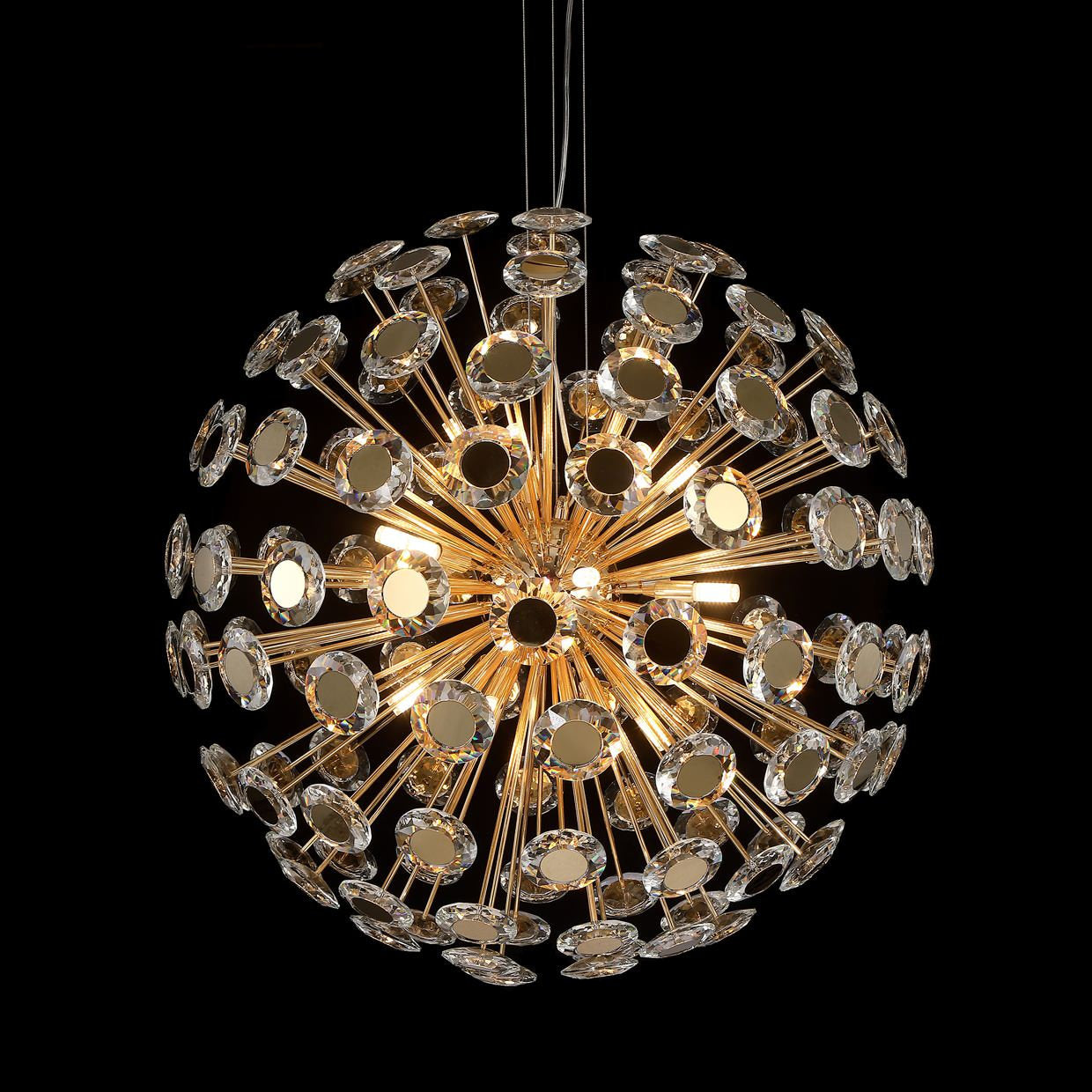 Pendant 18-Light Round Crystal Chandelier - GoldBy Michael Amini