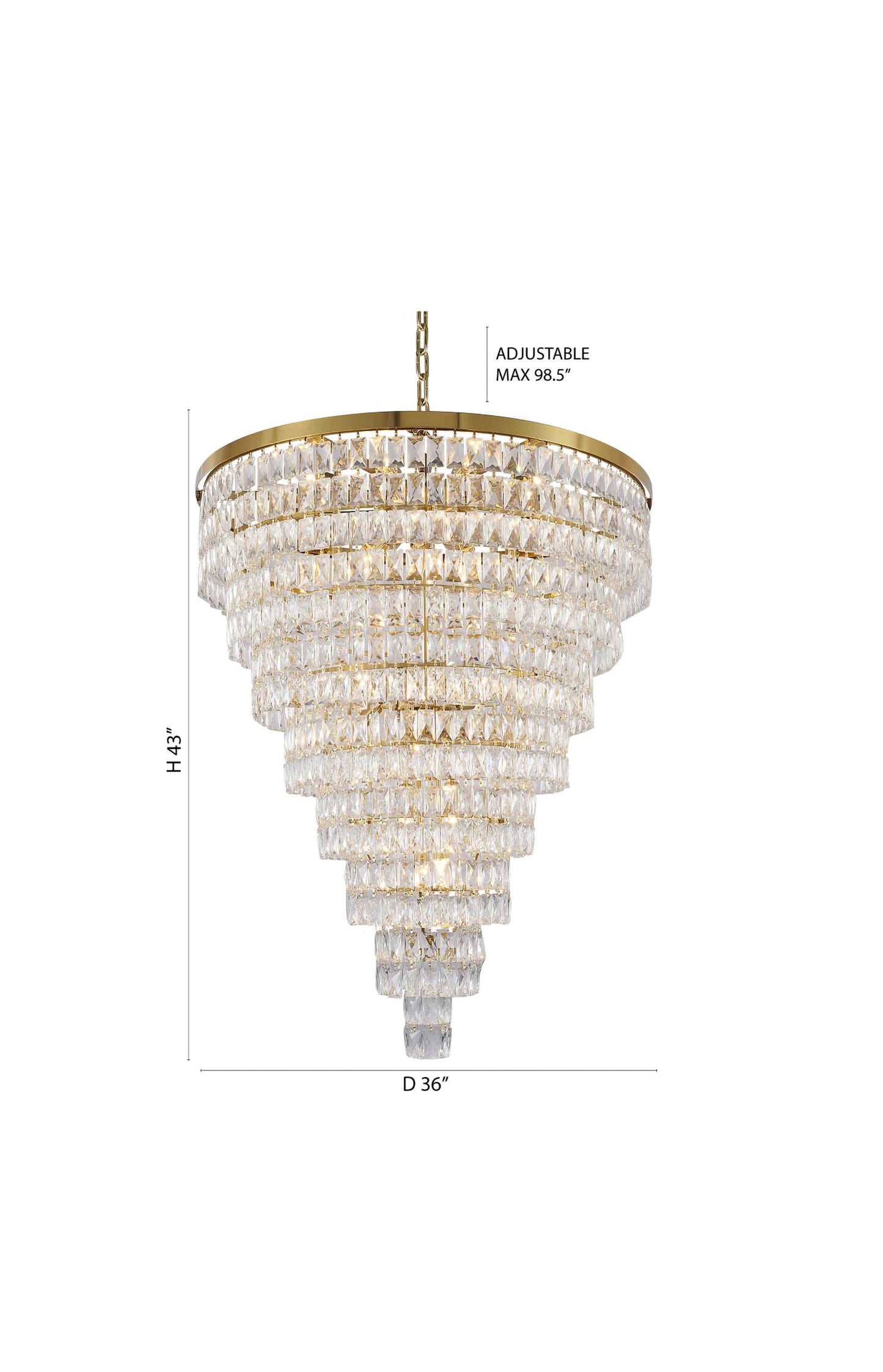 30-Light D36'' Gold Eight Tier ChandelierBy Design Living
