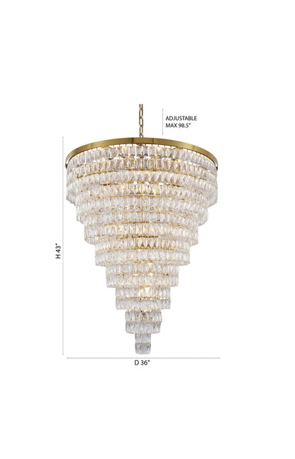 30-Light D36'' Gold Eight Tier ChandelierBy Design Living