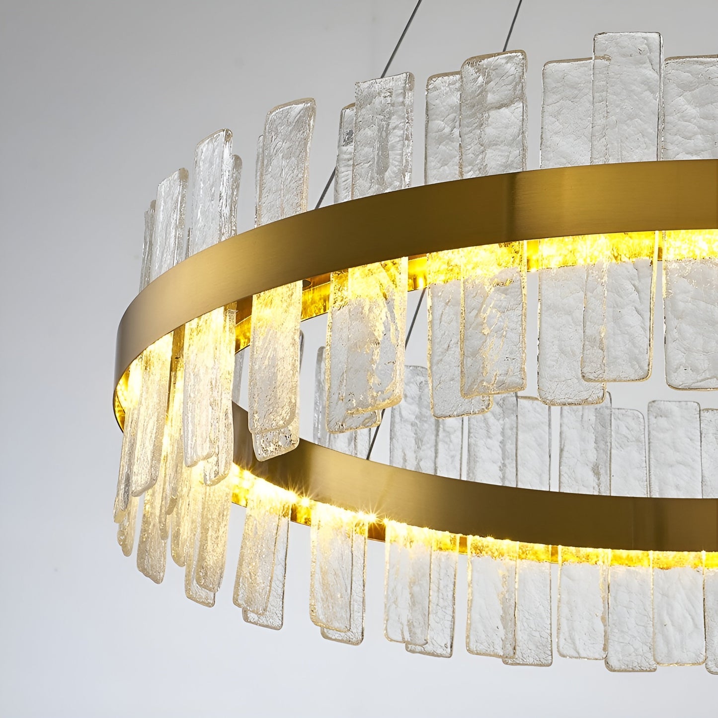 Ieper | Gold Glass Round Led Chandelier for Living Room, 31"By Miron Demid LLC