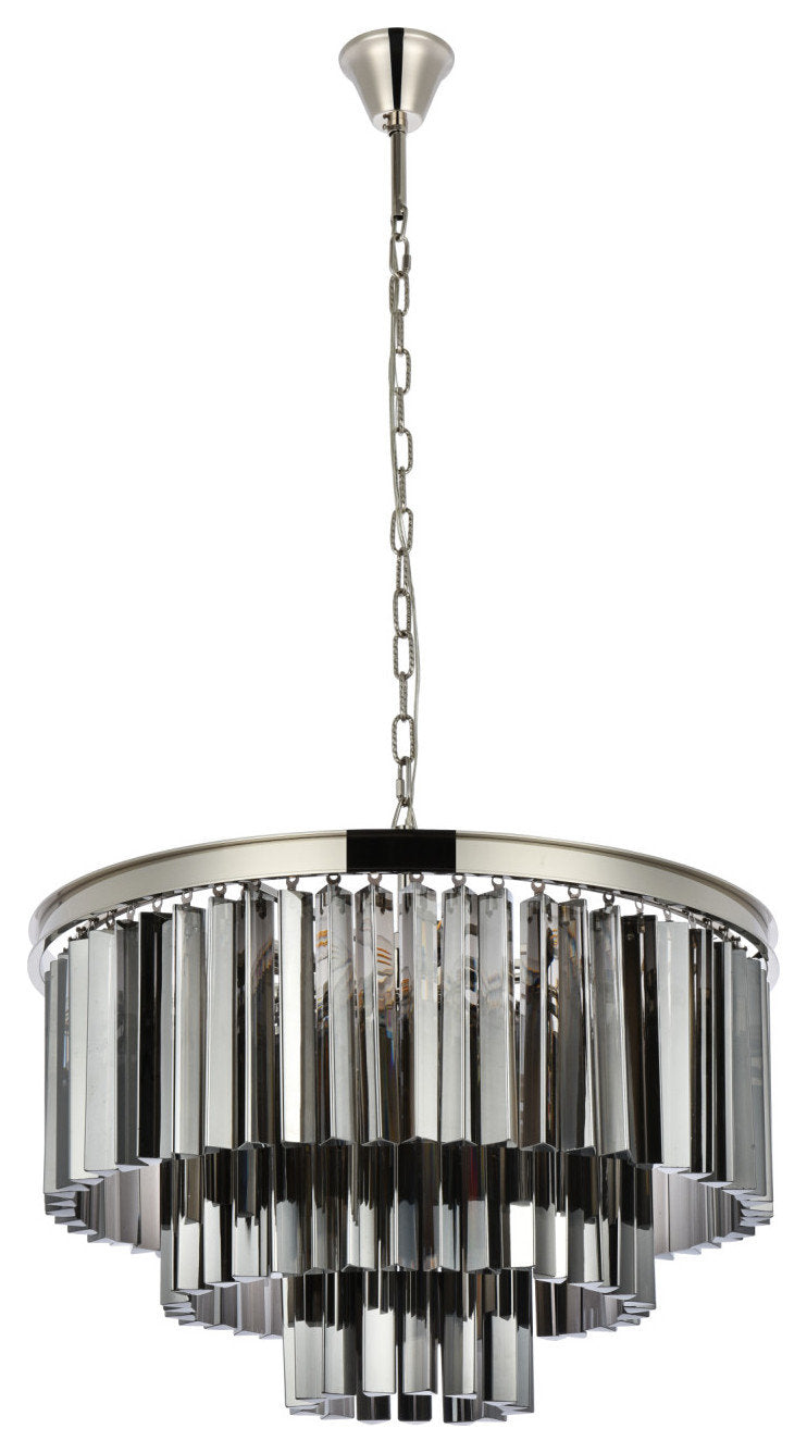 Elegant Lighting 1201D26-SS/RC Sydney 9 Light 26"W Crystal - Polished NickelBy Elegant Furniture & Lighting