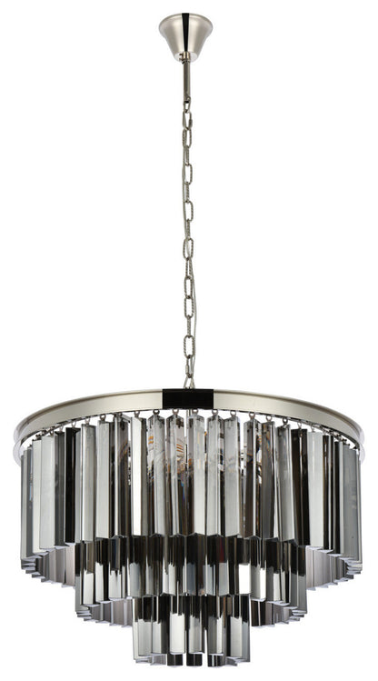 Elegant Lighting 1201D26-SS/RC Sydney 9 Light 26"W Crystal - Polished NickelBy Elegant Furniture & Lighting