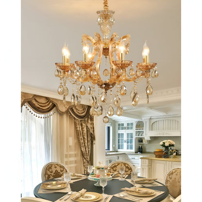 Zenevredo | European-Style Retro Crystal Candle Shape Chandelier, Clear Light Color, 15 HeadsBy Miron Demid LLC