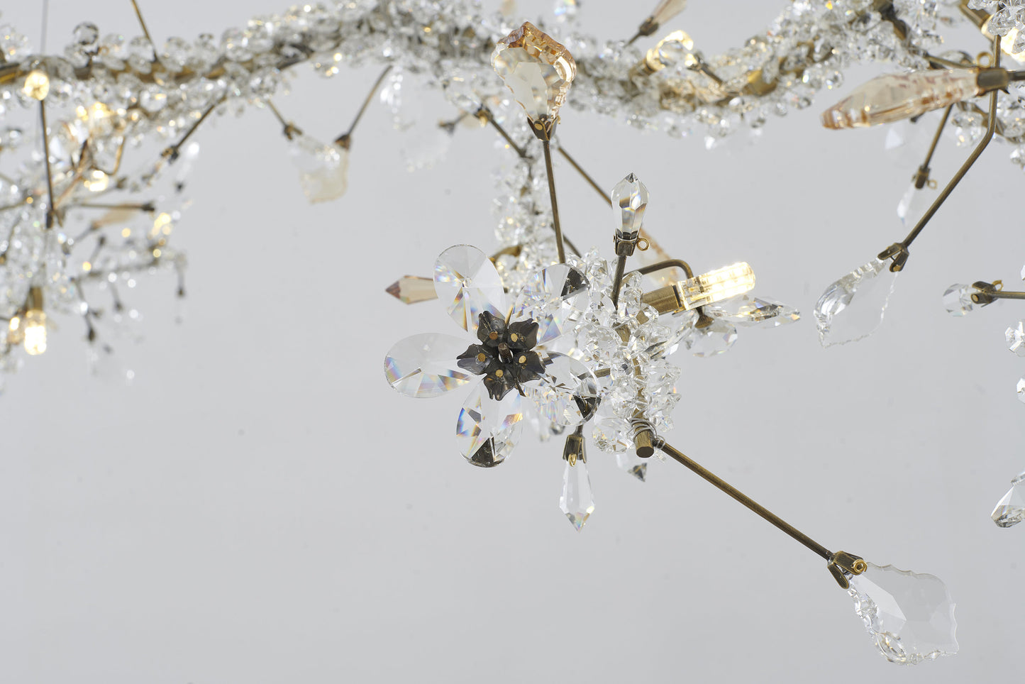 30-Light 70" Gold Stainless Steel Chandelier With Clear and Champagne CrystalsBy Design Living