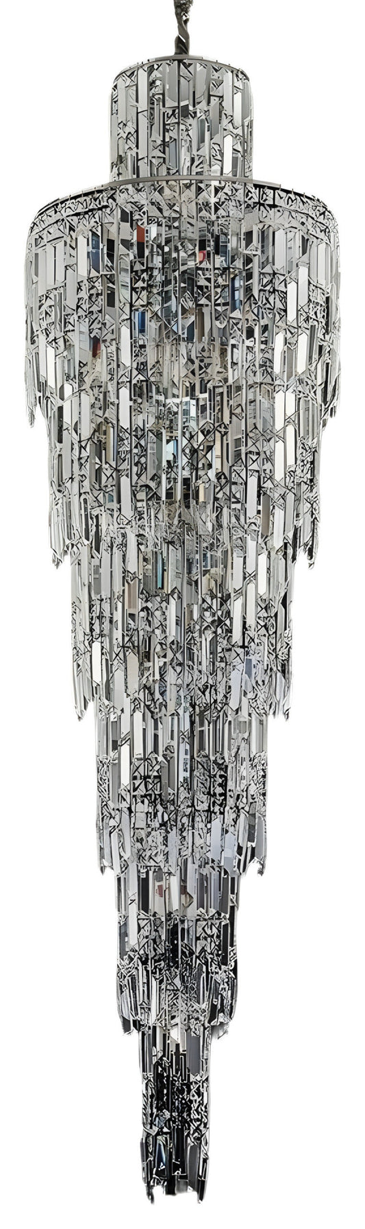 Moneglia | Chic Long Spiral Crystal Pendant Chandelier, Chrome, H118.1"By Miron Demid LLC
