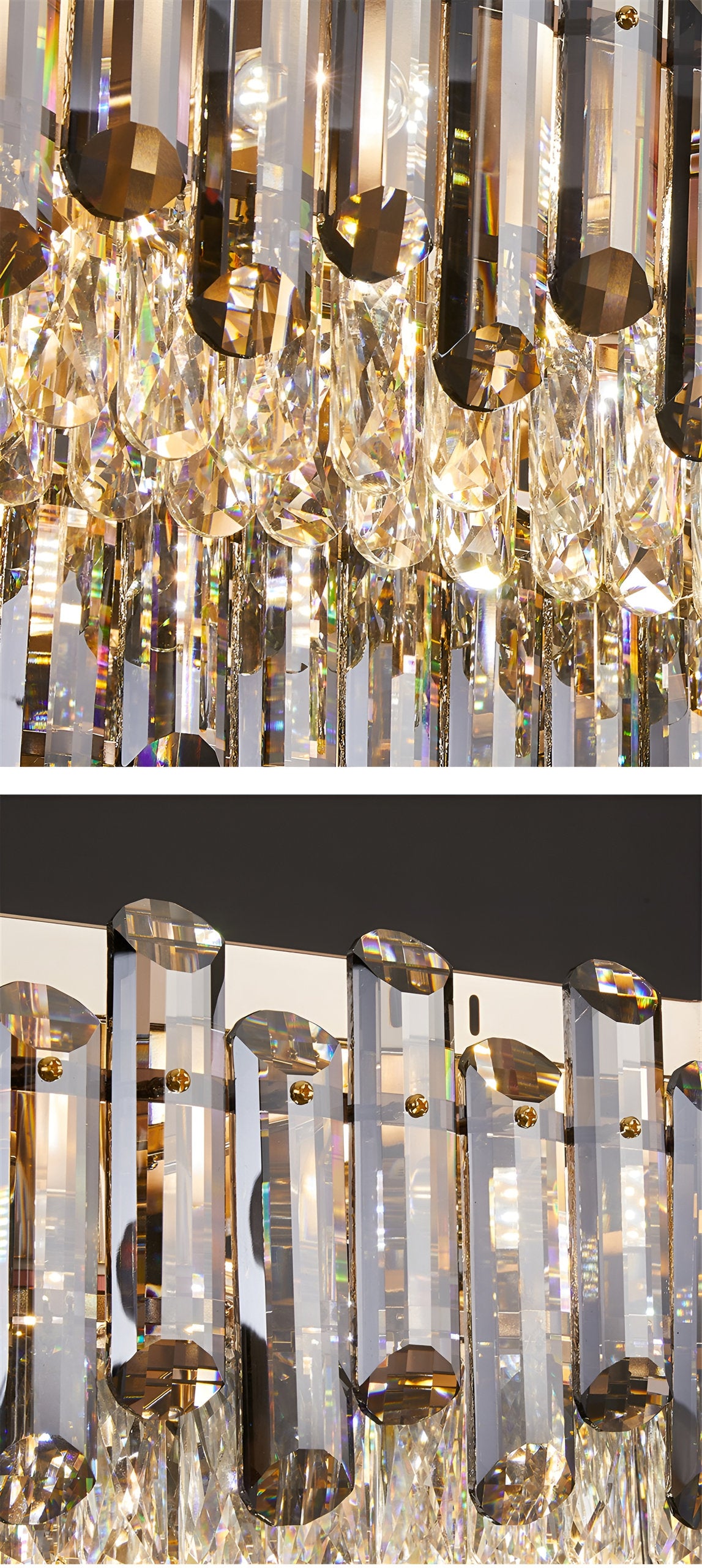 Acciano | Modern Rectangular Crystal LED Chandelier, L39.4xw27.5xh12.9", Warm LightBy Miron Demid LLC
