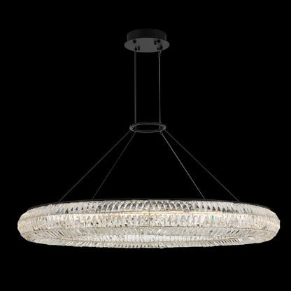 Tamburo 48x6" 1-Light Contemporary Large Pendants, Matte Black/Polished ChromeBy Allegri Crystal by Kalco Lighting