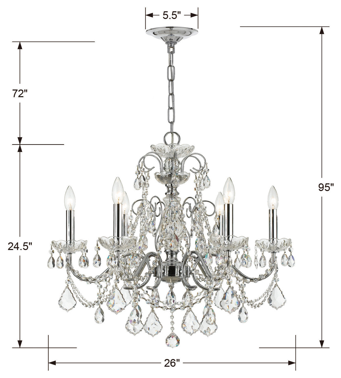 Crystorama Lighting Group 3226-CL-S Imperial 6 Light 26"W Crystal - PolishedBy Crystorama Lighting