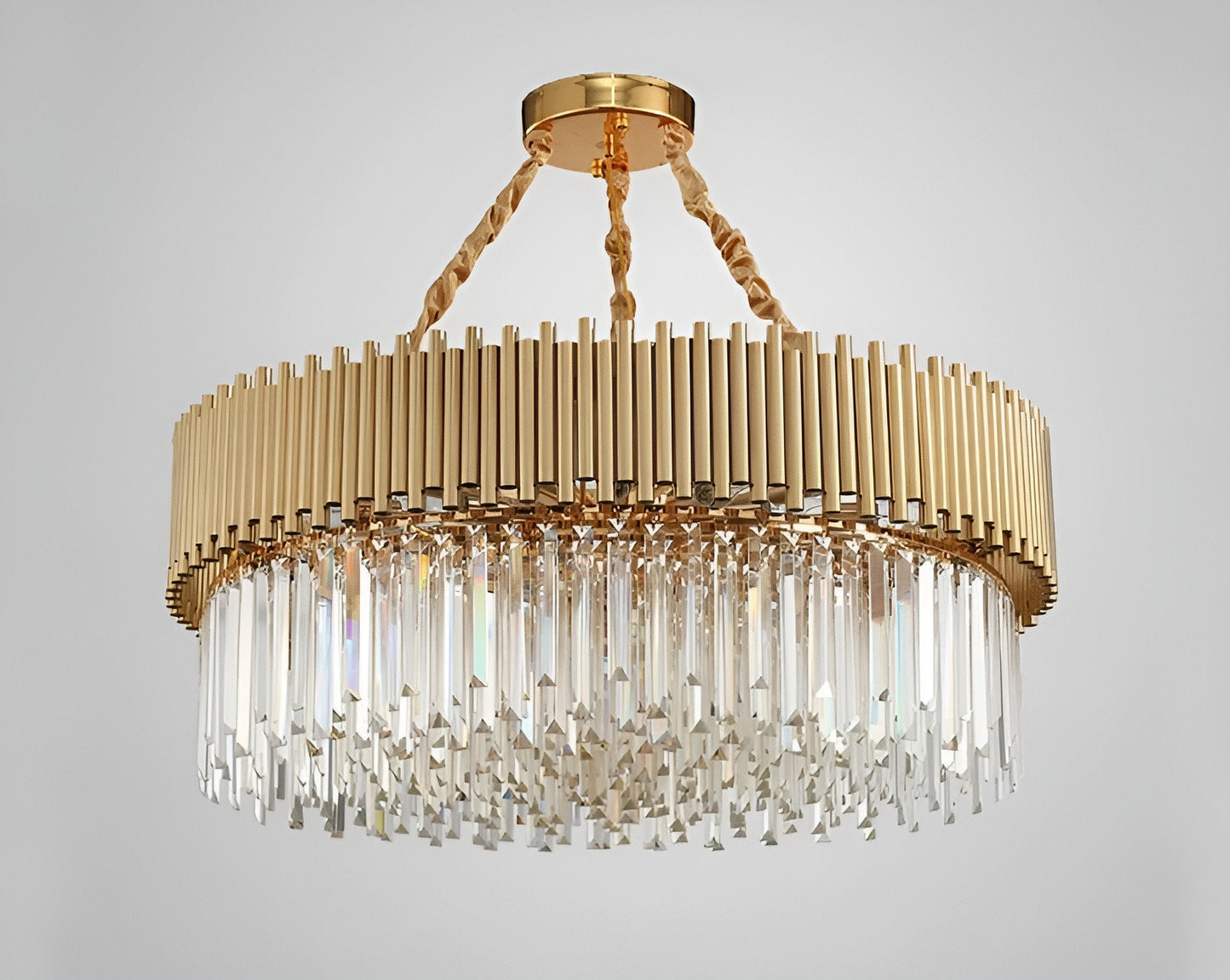 La Neuveville | Drum Gold Crystal Chandelier for Bedroom, 39.4", Cool LightBy Miron Demid LLC