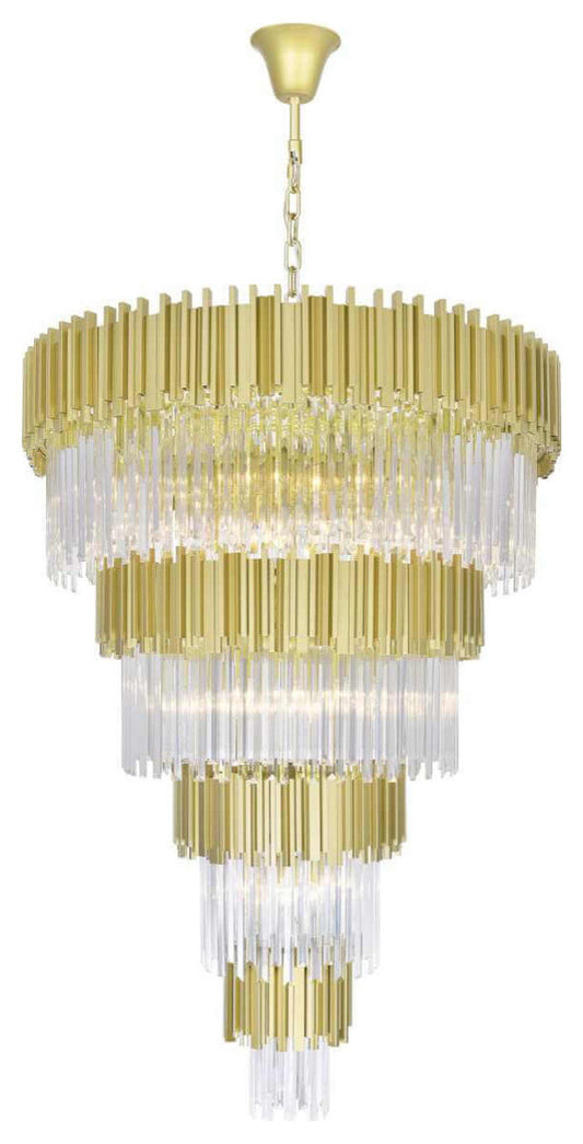 34 Light 40" Down Chandelier, Medallion Gold With Clear CrystalBy Crystallo Lighting