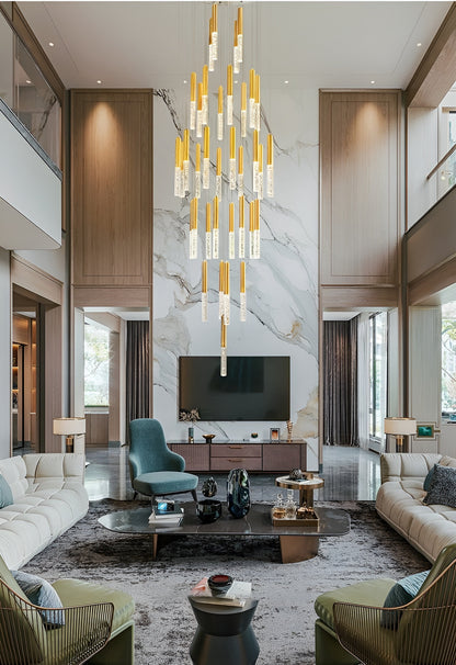 Manarola | Long LED Spiral Chandelier, 28 Lights (Spiral)By Miron Demid LLC