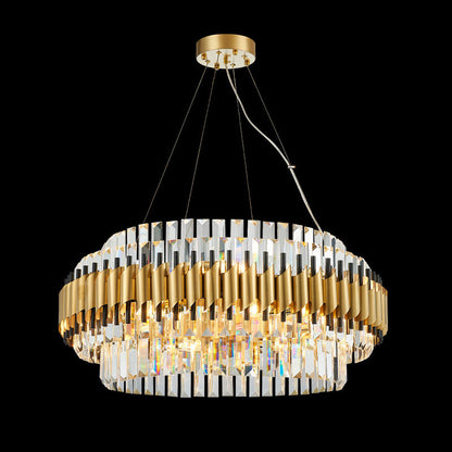 Innichen | Luxury Crystal LED Chandelier of Stainless Steel for Living Room, Dia31.4xh13.7", Warm LightBy Miron Demid LLC