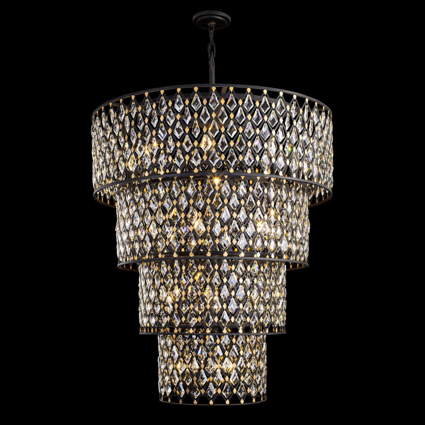 Windsor 21-Lt 4-Tier Crystal Chandelier - Carbon/Havana GoldBy Varaluz