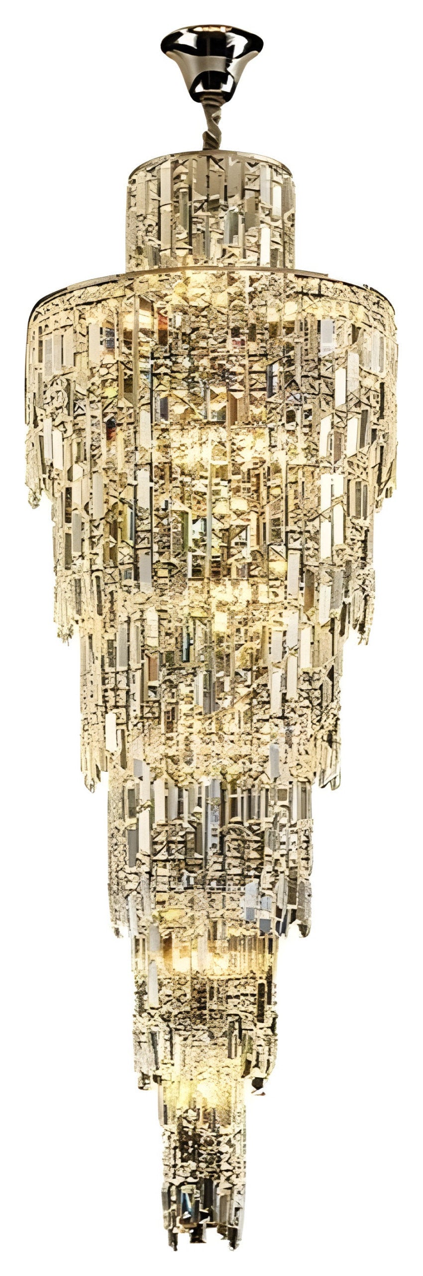 Moneglia | Chic Long Spiral Crystal Pendant Chandelier, Gold, H70.9"By Miron Demid LLC