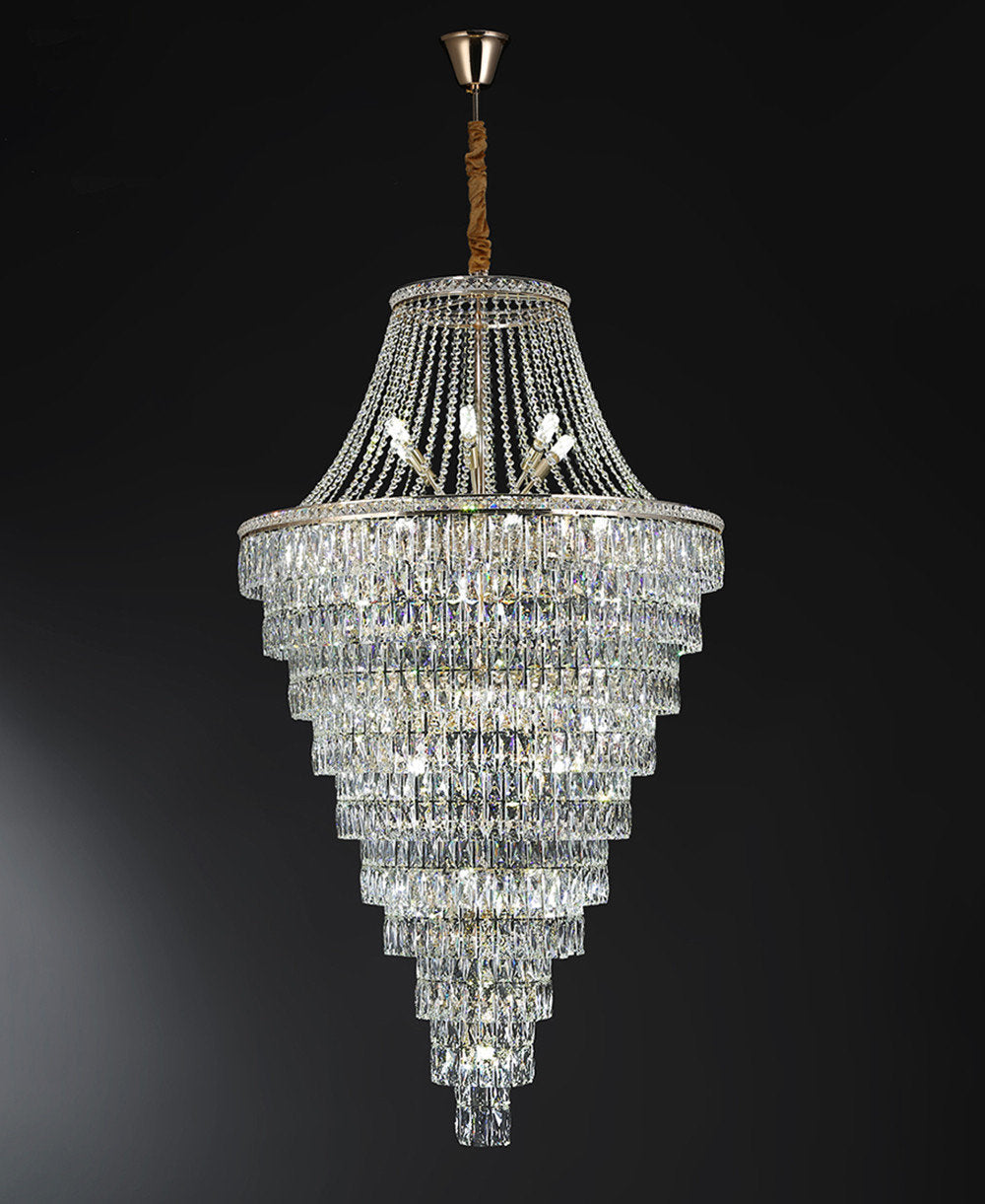 La Croix-sur-Roudoule | Duplex Spiral Crystal Stairway Chandelier, Dia21.7"By Miron Demid LLC