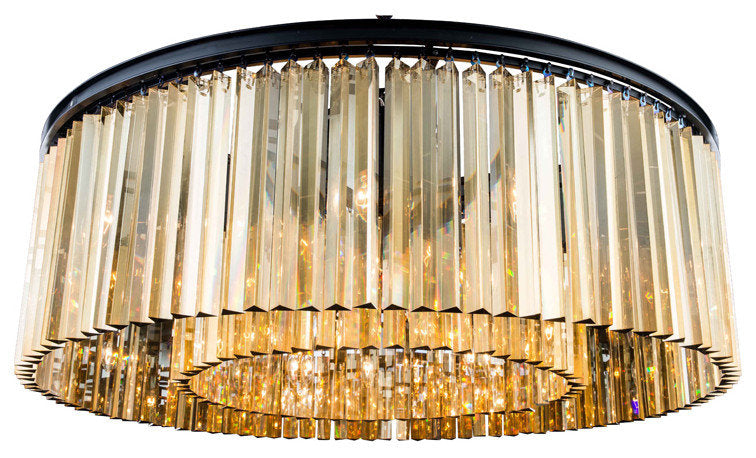 Sydney 10-Light Flush Mount, Matte Black With Smoky Royal Cut CrystalBy Elegant Furniture & Lighting
