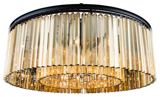 Sydney 10-Light Flush Mount, Matte Black With Smoky Royal Cut CrystalBy Elegant Furniture & Lighting