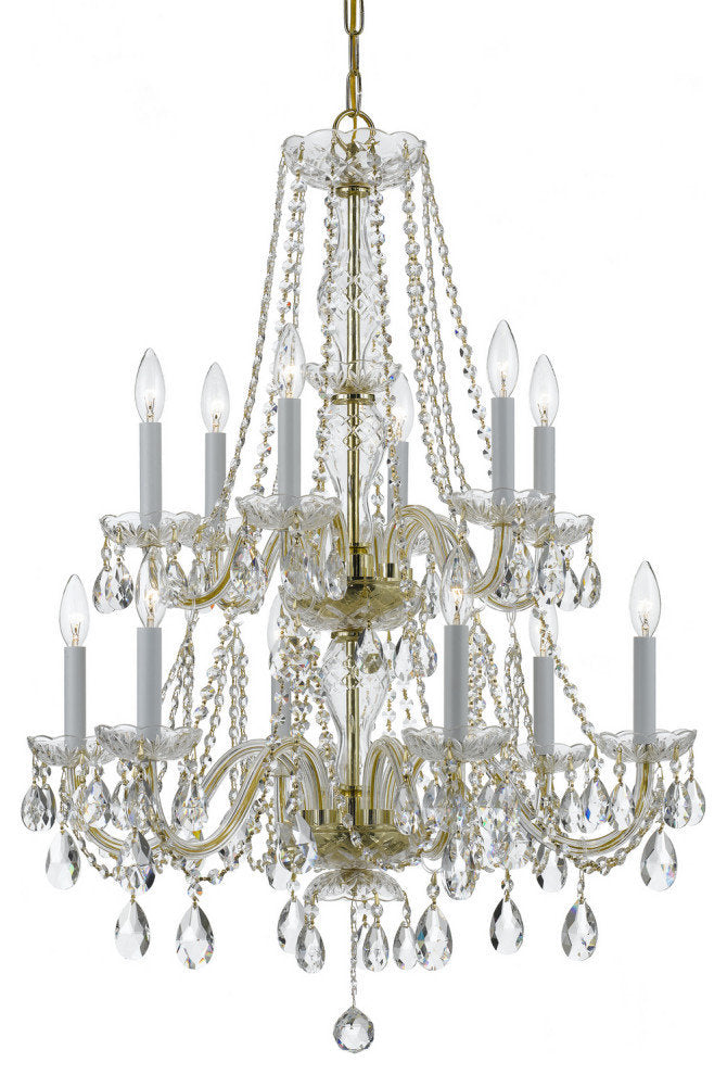 Traditional Crystal 12 Light Swarovski Strass Crystal Brass ChandelierBy Crystorama Lighting