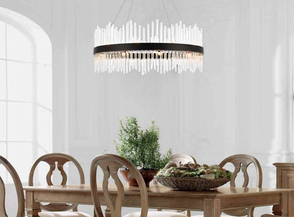 Elegant Lighting 3000D36 Dallas 20 Light 36"W Crystal Drum - Satin GoldBy Elegant Furniture & Lighting