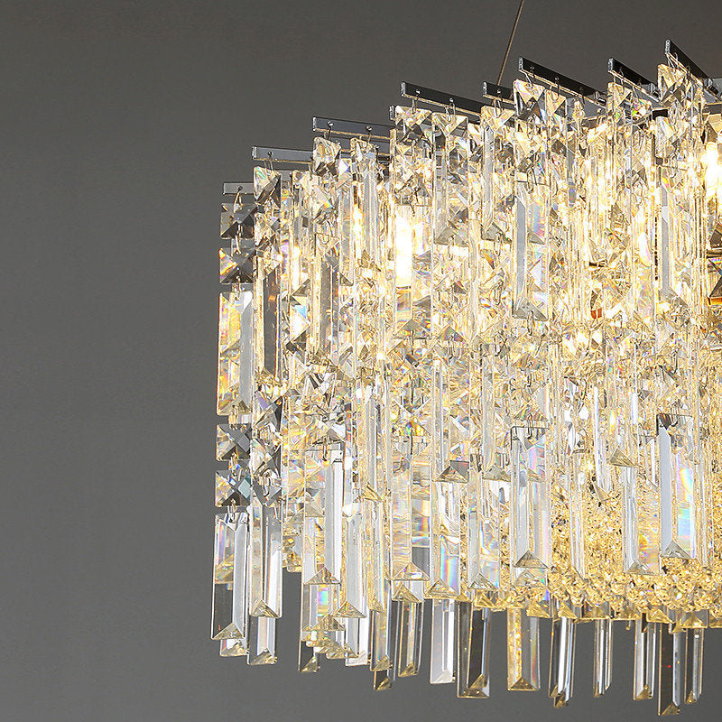 Ischia di Castro | Modern Luxury Drum Crystal LED Chandelier in Creative Design, Gold, Dia31.5xh11.0", Warm Light, DimmableBy Miron Demid LLC