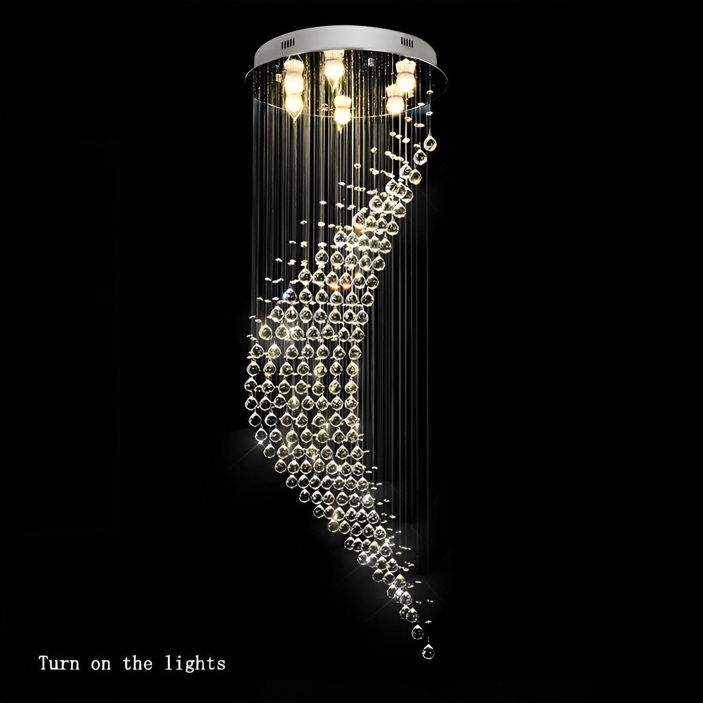 La Turbie | Duplex Spiral Moon Staircase Crystal Chandelier, 31.5"By Miron Demid LLC