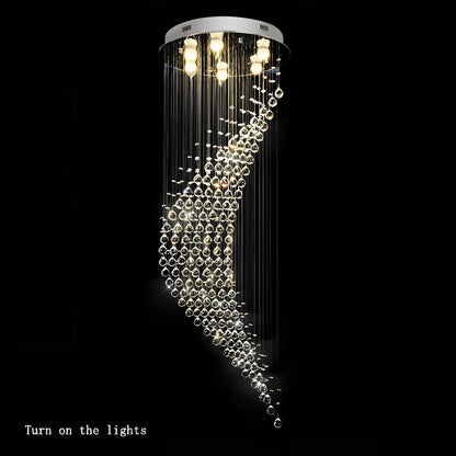 La Turbie | Duplex Spiral Moon Staircase Crystal Chandelier, 31.5"By Miron Demid LLC