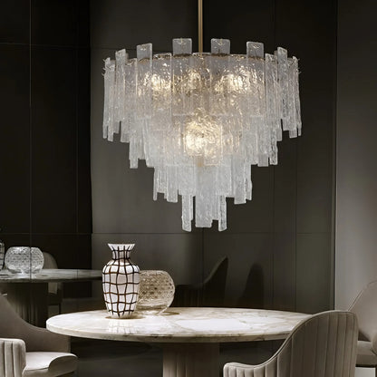 Torhout | Rectangle/Round Frosted Glass Hanging Chandelier for Living Room, Dia31.5", Warm Light / Non-DimmableBy Miron Demid LLC
