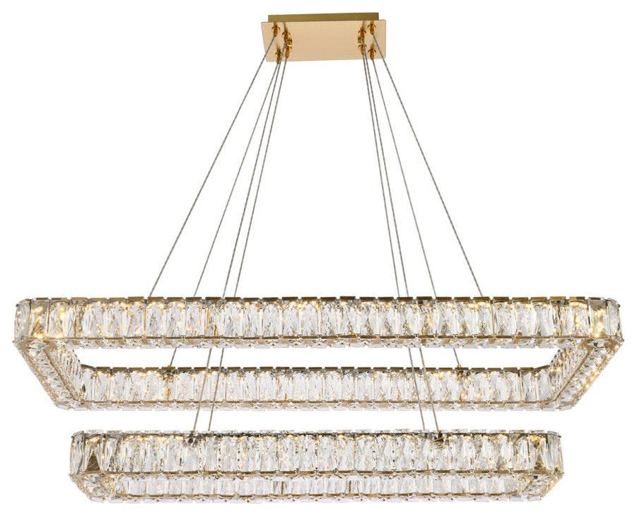 Elegant Lighting 3504G42L2 Monroe 42"W LED Crystal Linear - GoldBy Elegant Furniture & Lighting