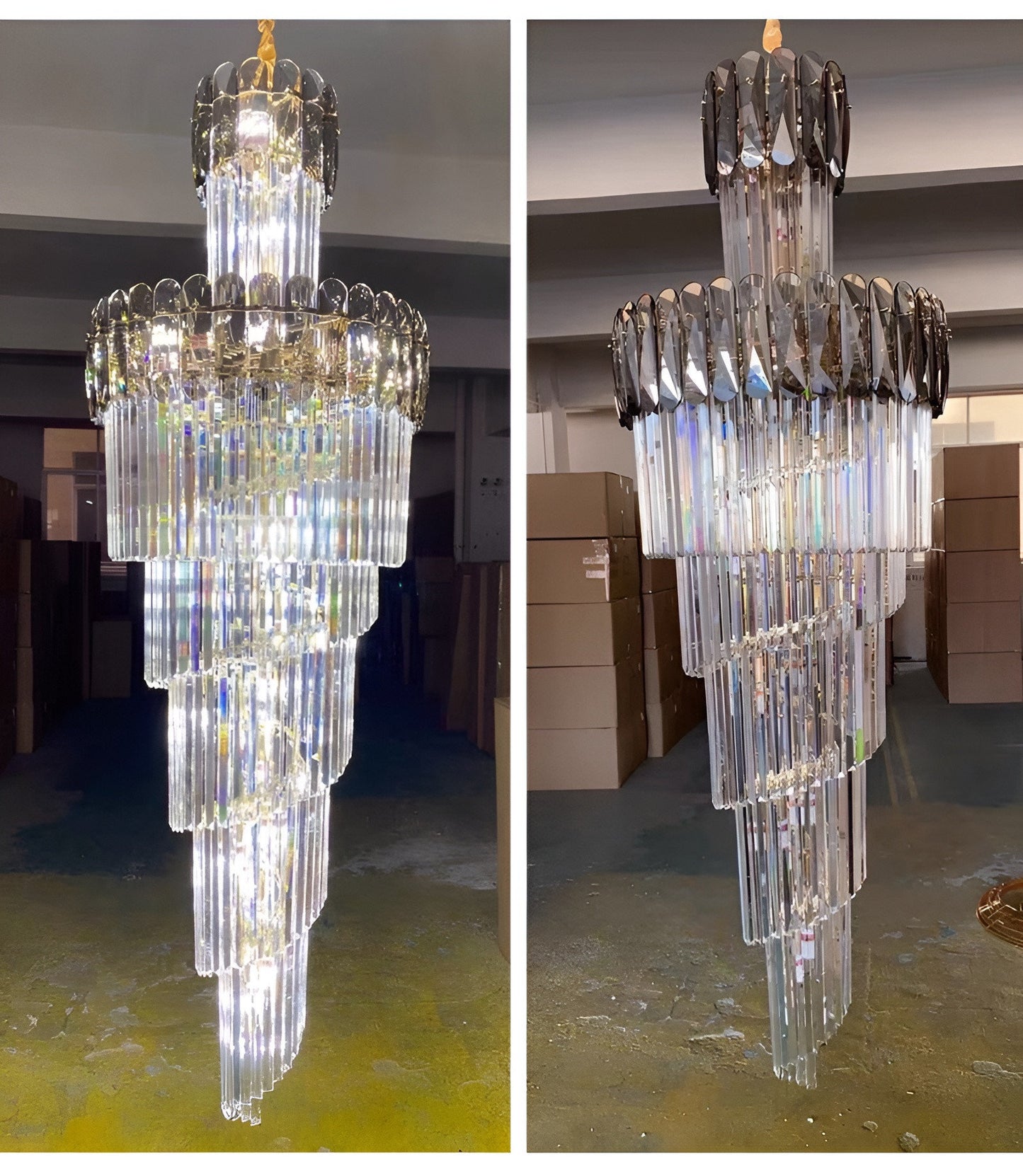 Le Cannet | Luxury Spiral Crystal Chandelier For Stairway, Smoky Gray, 15.8''By Miron Demid LLC