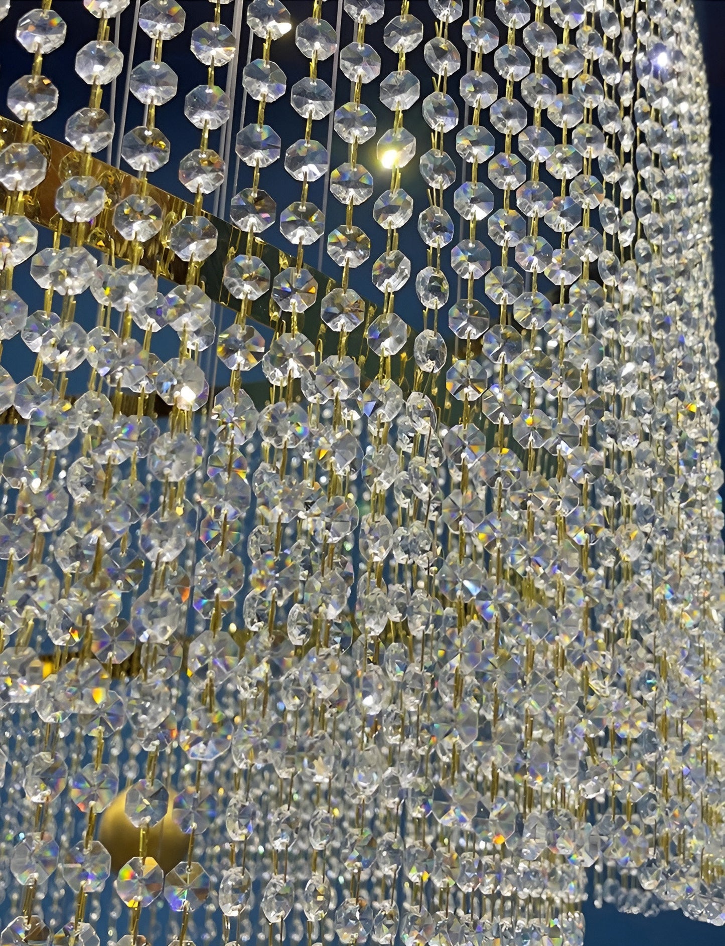 Falicon | Golden/Chrome Crystal Circular Spiral Chandelier, Gold, Dia 39.4xh118.1", Dimmable, Cool LightBy Miron Demid LLC