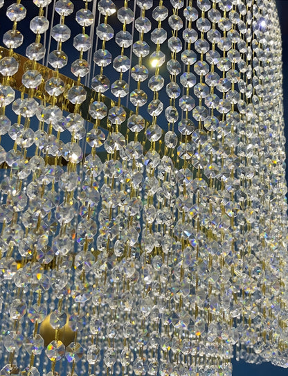 Falicon | Golden/Chrome Crystal Circular Spiral Chandelier, Gold, Dia 39.4xh118.1", Dimmable, Cool LightBy Miron Demid LLC