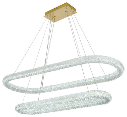 Elegant Lighting 3800G50L2 Bowen 51"W LED Crystal Ring Chandelier - Satin GoldBy Elegant Furniture & Lighting