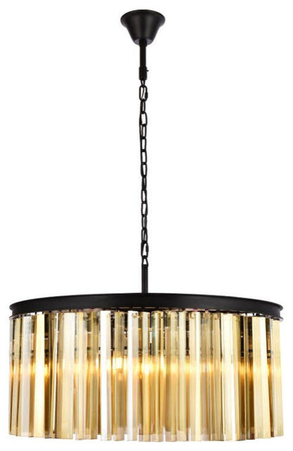 Elegant Lighting 1208D31-GT/RC Sydney 8 Light 32"W Crystal Drum - Matte BlackBy Elegant Furniture & Lighting