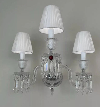 Baccarat Design Wall Sconce Clear Crystal, 3 ArmsBy Akari Lanterns