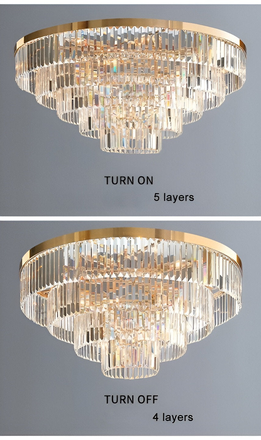 Afragola | Contemporary gold crystal ceiling chandelier, 5 LayersBy Miron Demid LLC