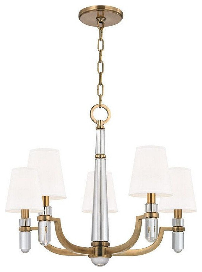 Traditional Five Light Chandelier-Aged Brass Finish - ChandelierBy Bailey Street Home