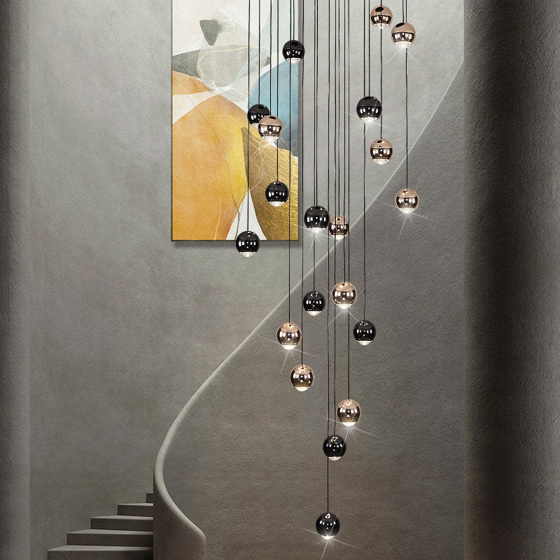 MIRODEMI? Laigueglia | Crystal LED Chandelier with Hanging Balls, Black + Gold, 24 Lights, Cool Light, Non-DimmableBy Miron Demid LLC