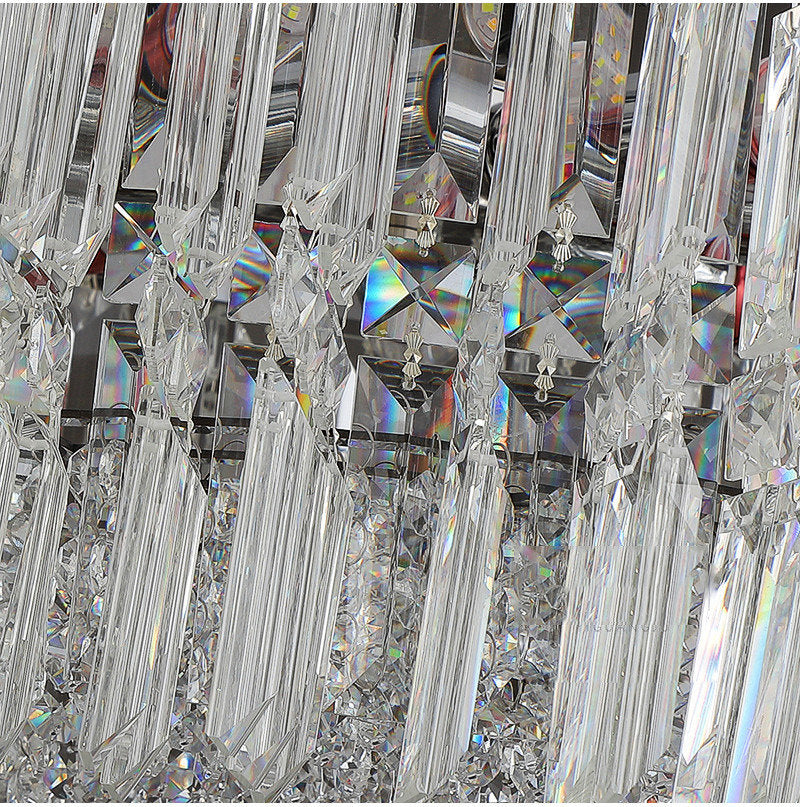 Ischia di Castro | Modern Luxury Drum Crystal LED Chandelier in Creative Design, Chrome, Dia23.6xh11.0", Cool Light, Non-DimmableBy Miron Demid LLC