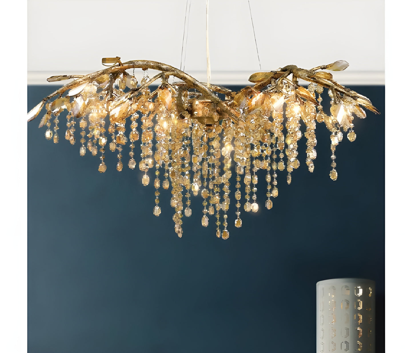 Alfiano Natta | Luxury Gold/Chrome Vintage Crystal Hanging Lamp For Living Room, Gold, Dia26.8"By Miron Demid LLC