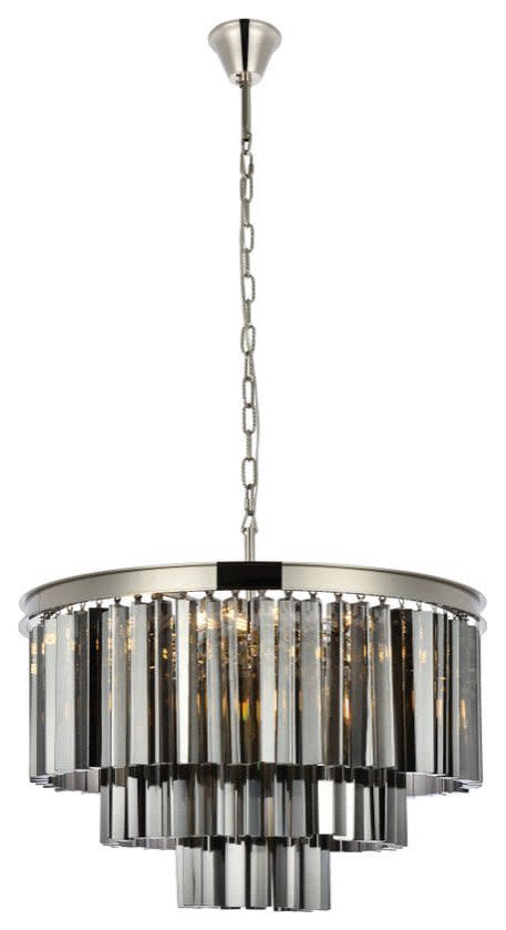 Elegant Lighting 1201D26-SS/RC Sydney 9 Light 26"W Crystal - Polished NickelBy Elegant Furniture & Lighting