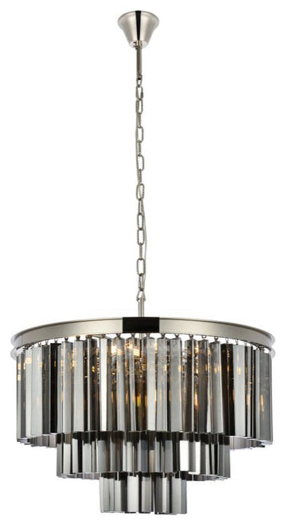Elegant Lighting 1201D26-SS/RC Sydney 9 Light 26"W Crystal - Polished NickelBy Elegant Furniture & Lighting