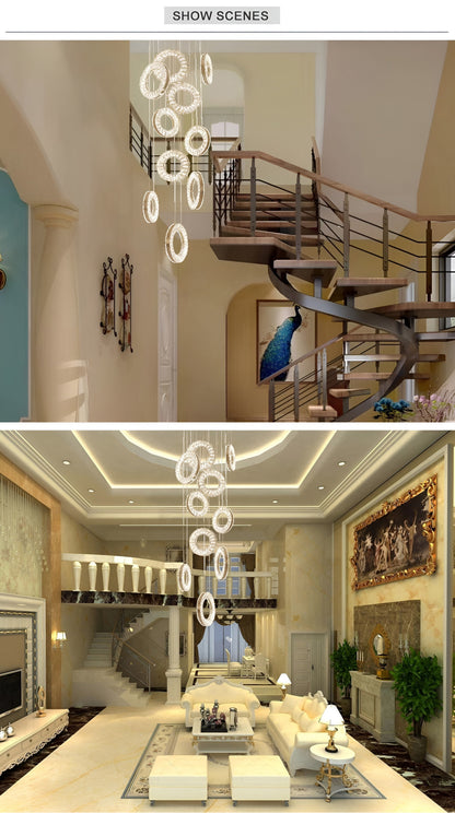 Baveno | Hanging Crystal Lighting for Staircase, 15 LightsBy Miron Demid LLC