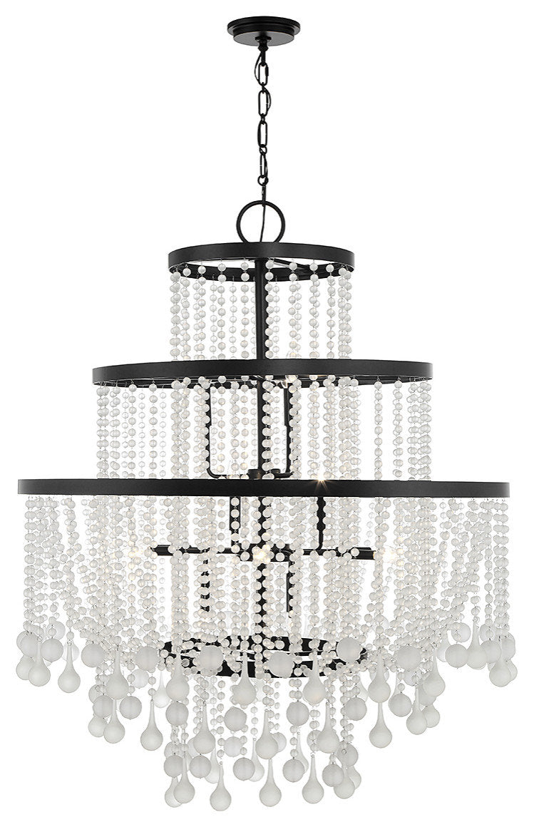 Luna 15-Light Chandelier, Warm Brass or Matte Black, Matte BlackBy Savoy House