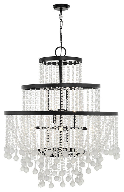 Luna 15-Light Chandelier, Warm Brass or Matte Black, Matte BlackBy Savoy House