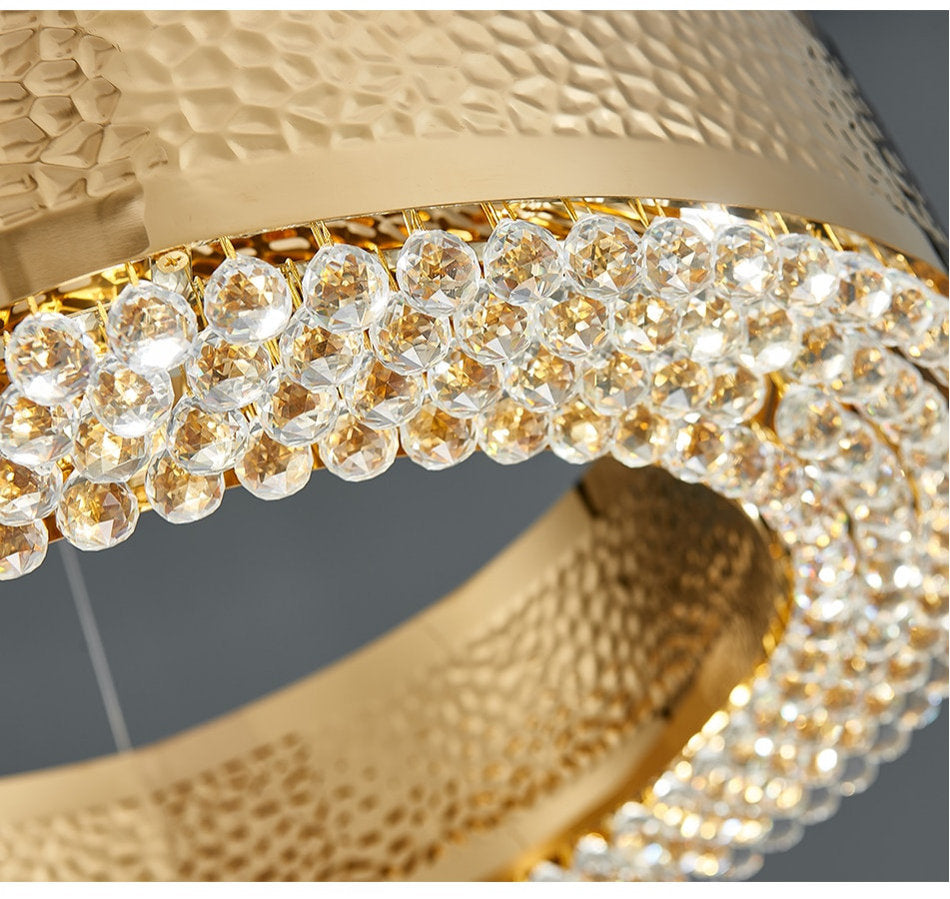 Premium Gold Plated Crystal Ring Chandelier, Diameter 40"By MORSALE