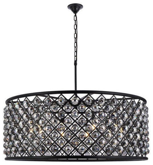 Elegant Lighting 1214G43-SS/RC Madison 10 Light 44"W Crystal Drum - PolishedBy Elegant Furniture & Lighting