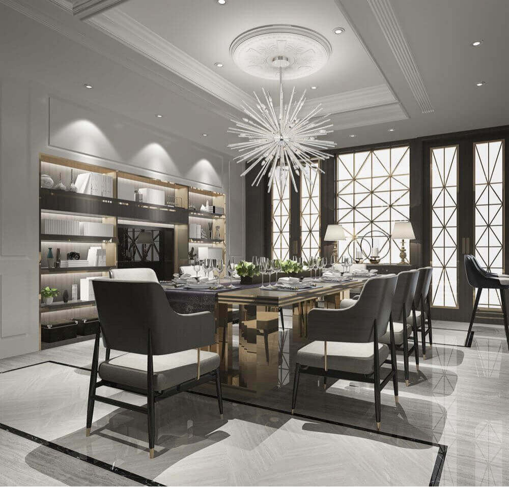 Allegri Sprazzo 28 Light 36" Pendant, Polished Silver With Firenze CrystalBy Allegri Crystal by Kalco Lighting