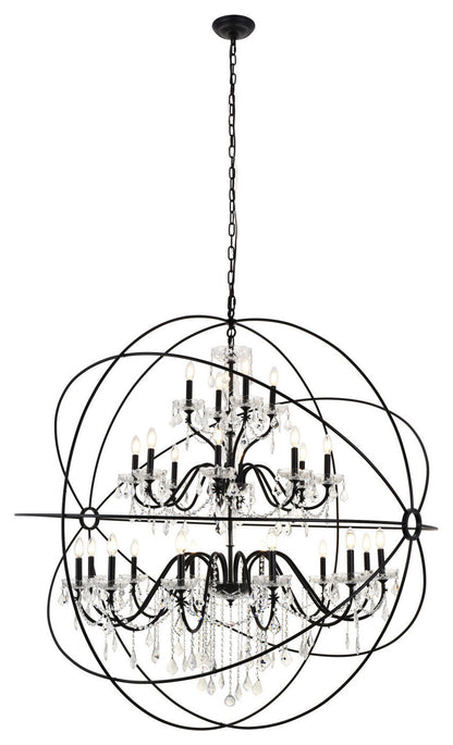 Elegant Lighting LD8801D60 Cordelia 24 Light 59"W Taper Candle - BlackBy Elegant Furniture & Lighting