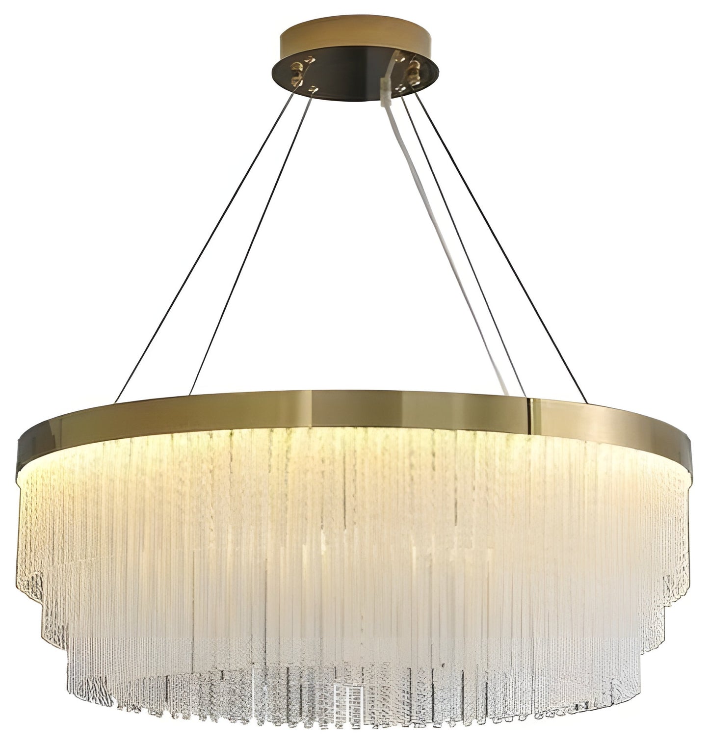 Zapponeta | Round/Oval Crystal Gold Chandelier for Bedroom, Dia31.5"By Miron Demid LLC