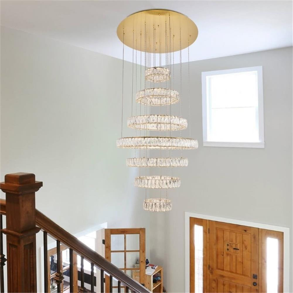 Elegant Lighting Monroe 7 Tier 34" Round Royal Cut LED Chandelier in GoldBy Elegant Furniture & Lighting